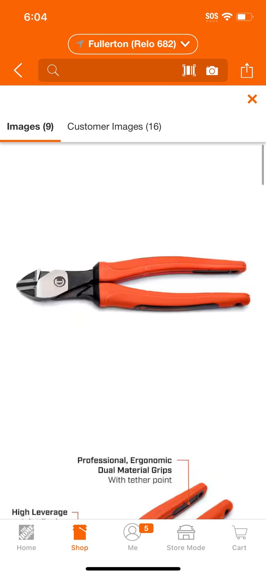Crescent 8 in. Z2 High Leverage Diagonal Cutting Pliers with Dual Material Grips @Tools-608