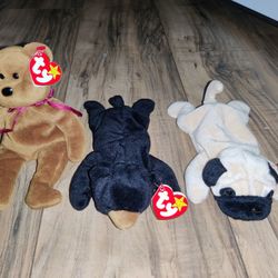 Ty Original Beanie Babies Set Of 3 Vintage Plush With Tags