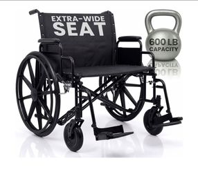 Brand New! Vive Extra-Wide Bariatric Wheelchair for Adults (600 lb Capacity, 26” Seat)
Foldable Heavy Duty XL Manual & Transport Wheel Chair - Portabl