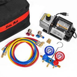 3.5CFM 1/4 HP Air Condition Vacuum Pump HVAC R134a R12 R22 R410a A/C Refrigeration AC Manifold Gauge Kit Set