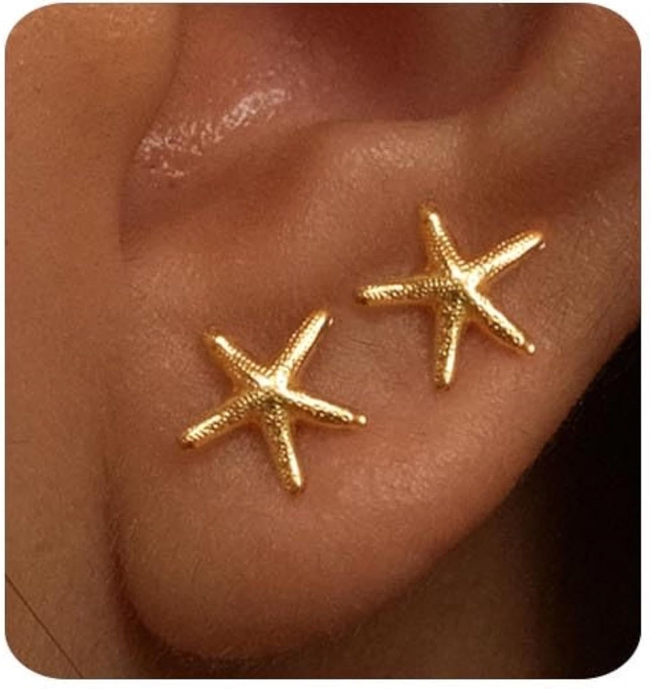 Gold Earrings for Women Trendy 14K Gold Small Starfish Stud Earrings Dainty Lightweight Minimalist Simple Hypoallergenic Earrings Jewelry Gifts for He