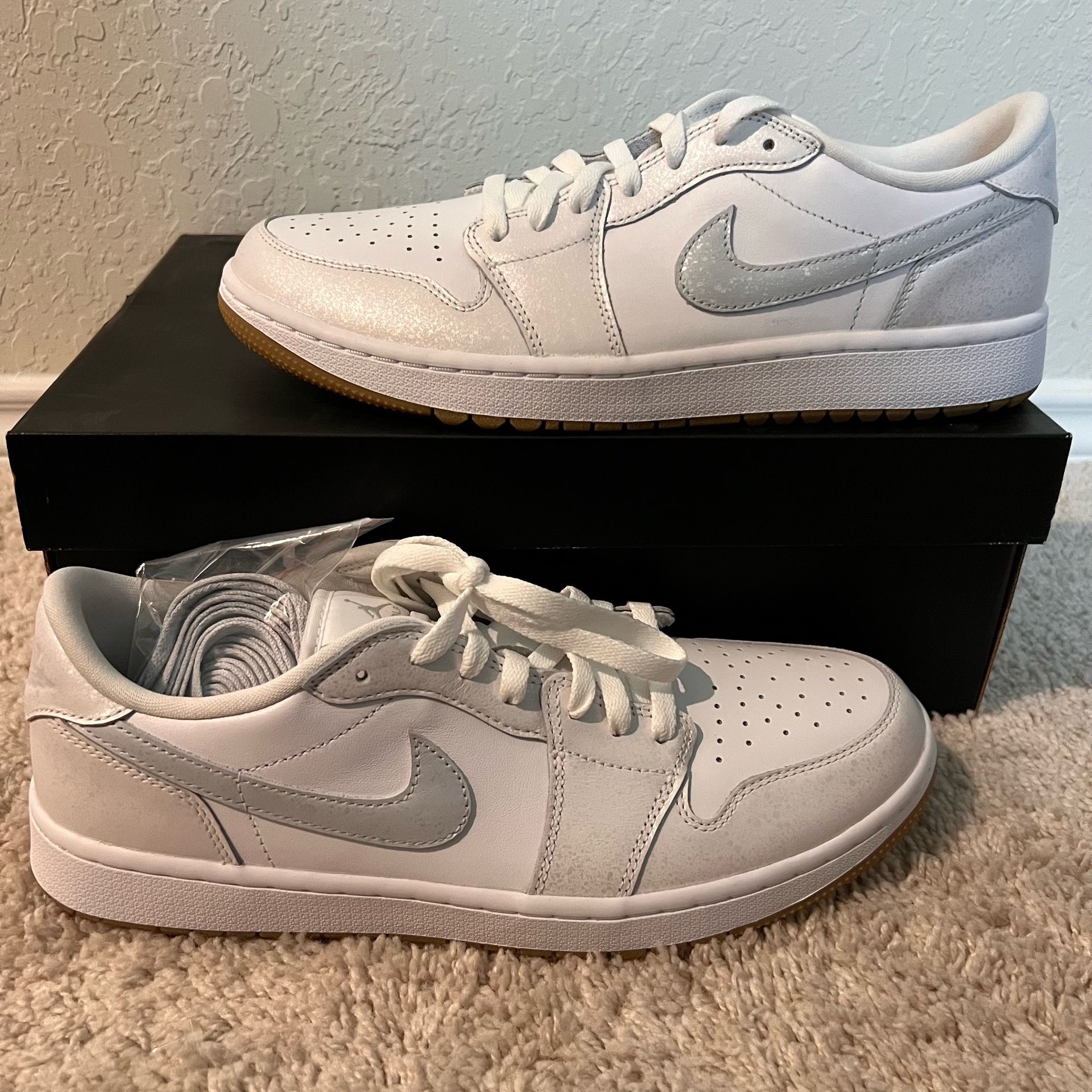 Nike Air Jordan 1 Low Golf Shoes Spikeless White Gum