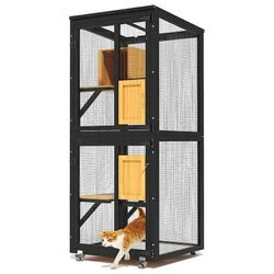 Catio Outdoor Cat Enclosure, 4 Tier Indoor Catio with 4 Wheels.