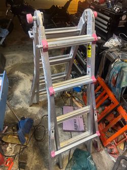 Multi-Position Aluminum Ladder — Telescoping A-Frame with Wheels