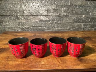 Japanese Calligraphy Tea Cups