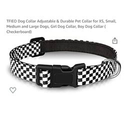 Brand new Dog Collar (Size M) Adjustable & Durable Pet Collar for XS, Small, Medium and Large Dogs, Girl Dog Collar, Boy Dog Collar ( Checkerboard)  Q