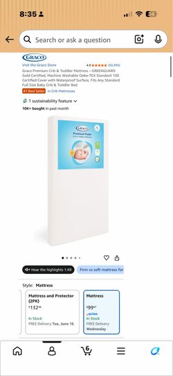 Graco white crib mattress