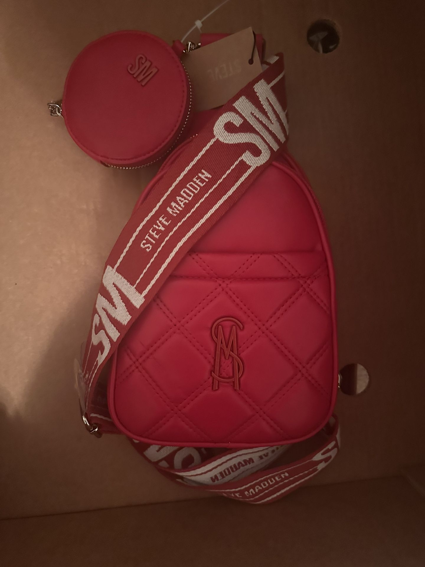 New Red And White Steve Madden Crossbody Backpack Purse