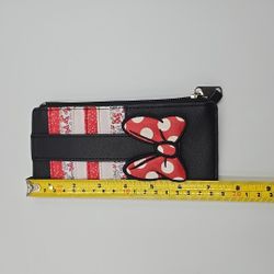 Disney Authentic Original Minney Mouse Bow Wallet With Zipper Pocket