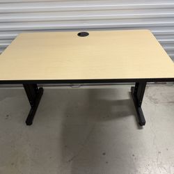 Kendall Howard Adjustable Height Office Desk 48” x 30” – Maple Top, Steel Frame