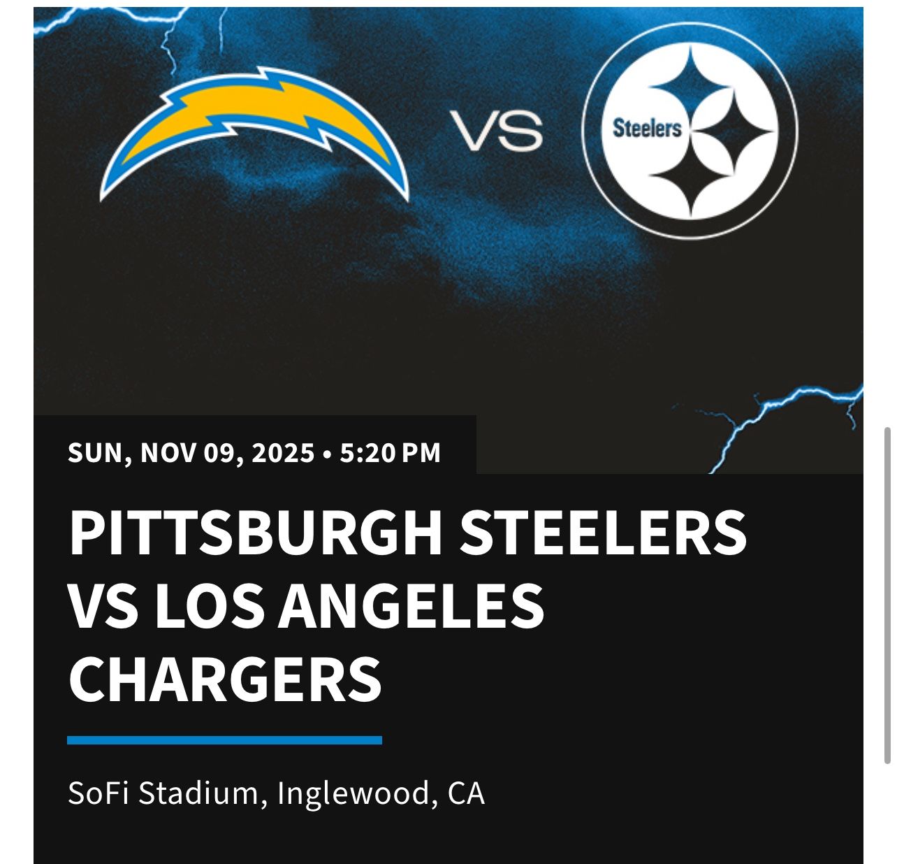 Chargers vs Steelers