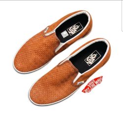 Vans Classic Slip-On Embossed Suede Sequoia Brown Men's 9.5 New with Box