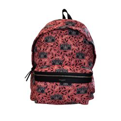 Saint Laurent City Radio Print Canvas Backpack