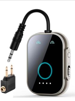 Bluetooth V5.3 Transmitter Receiver Low Latency 2-in-1 Adapter for Airplane/TV/Car/PC/MP3 Player/Home Theater/Switch/Gym Equipment,Supports up to 2 Ai