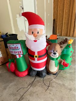6ft Christmas Inflatable – Santa, Reindeer, & Tree Lawn Decoration