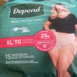 DEPENDS WOMEM UNDERWEAR   32  COUNT MAXIMUM 