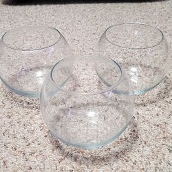 Three Round Glass Globe Bowls