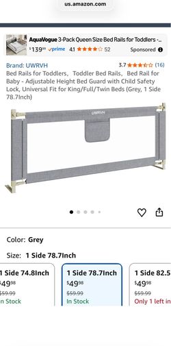 Queen size baby guard rail 78in.