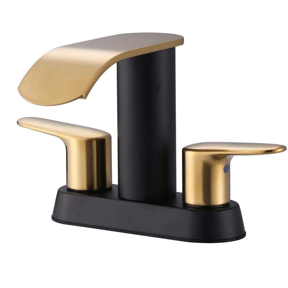4 in. Centerset Double Handle Mid Arc Bathroom Waterfall Faucet : 71.99