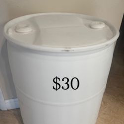 White plastic barrel