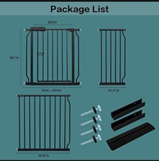 COSEND Extra Wide Baby Gate Tension Indoor Safety Gates Black Metal Large Pressure Mounted Pet Gate Walk Through Long Safety Dog Gate for The House Do