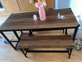 3 Piece Rustic Brown Dining Table