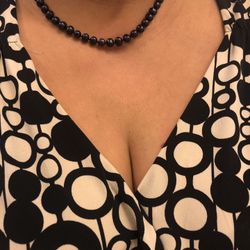 7-8mm Black Tahitian pearl necklace 18’ inch 14k Gold clasp