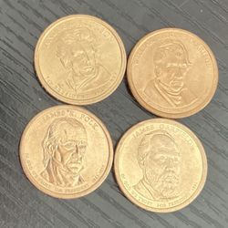 4 President gold tone coins:7,9,11 20th