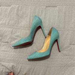 Teal Louboutin 4” Heels Size 10.5