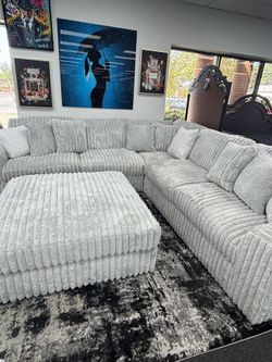Plush corduroy 2 Piece Stupendous Sectional w/Cozy seating & Feather blend cushions