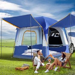 MOPHOTO SUV Tents for Camping 4 People, PU 3000mm Waterproof SUV Tent Attachment Tailgate Tent for Car Jeep Van, Spacious Space 8.2'L x 8.2'W x 7.2'H 