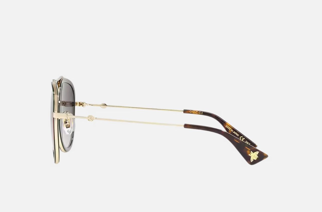 Authentic Gucci Sunglasses – Unisex – Gold Frame with Green/Red Accents