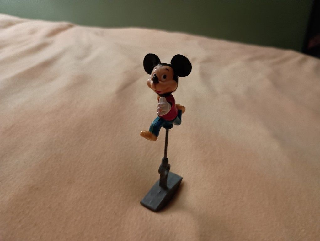 Vintage Mickey Mouse Spring Rider Toy Figurine And Disneyland Mickey Mouse Vintage Original Flag