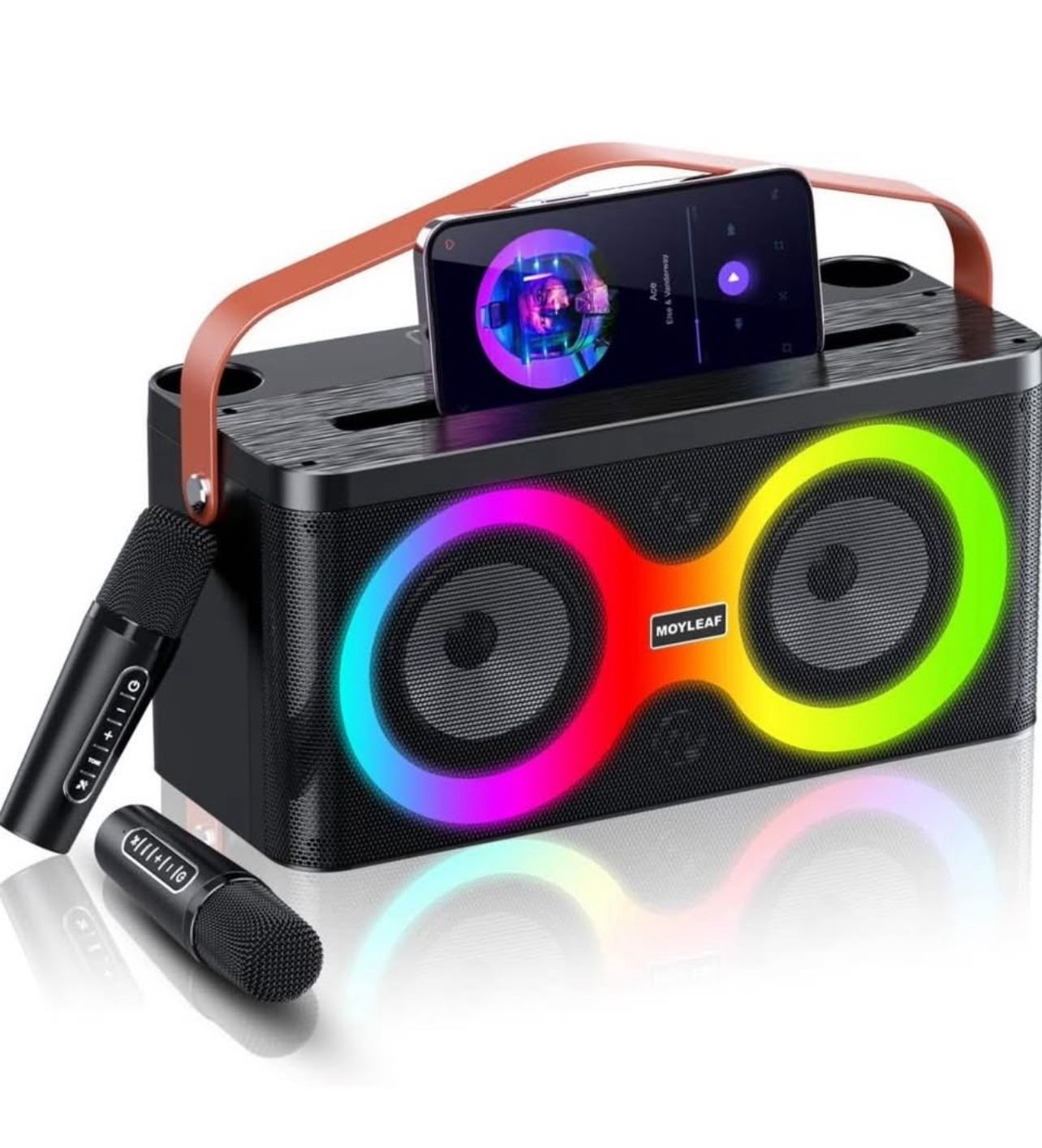Brandnew Karaoke Machine for Adults,Karaoke Machine with 2 Karaoke Wireless Microphones,Portanle PA System Supports TF Card/USB/AUX/REC/TWS Mode for O