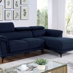 Brand New Navy Plush Adjustable Sectional Sofa 