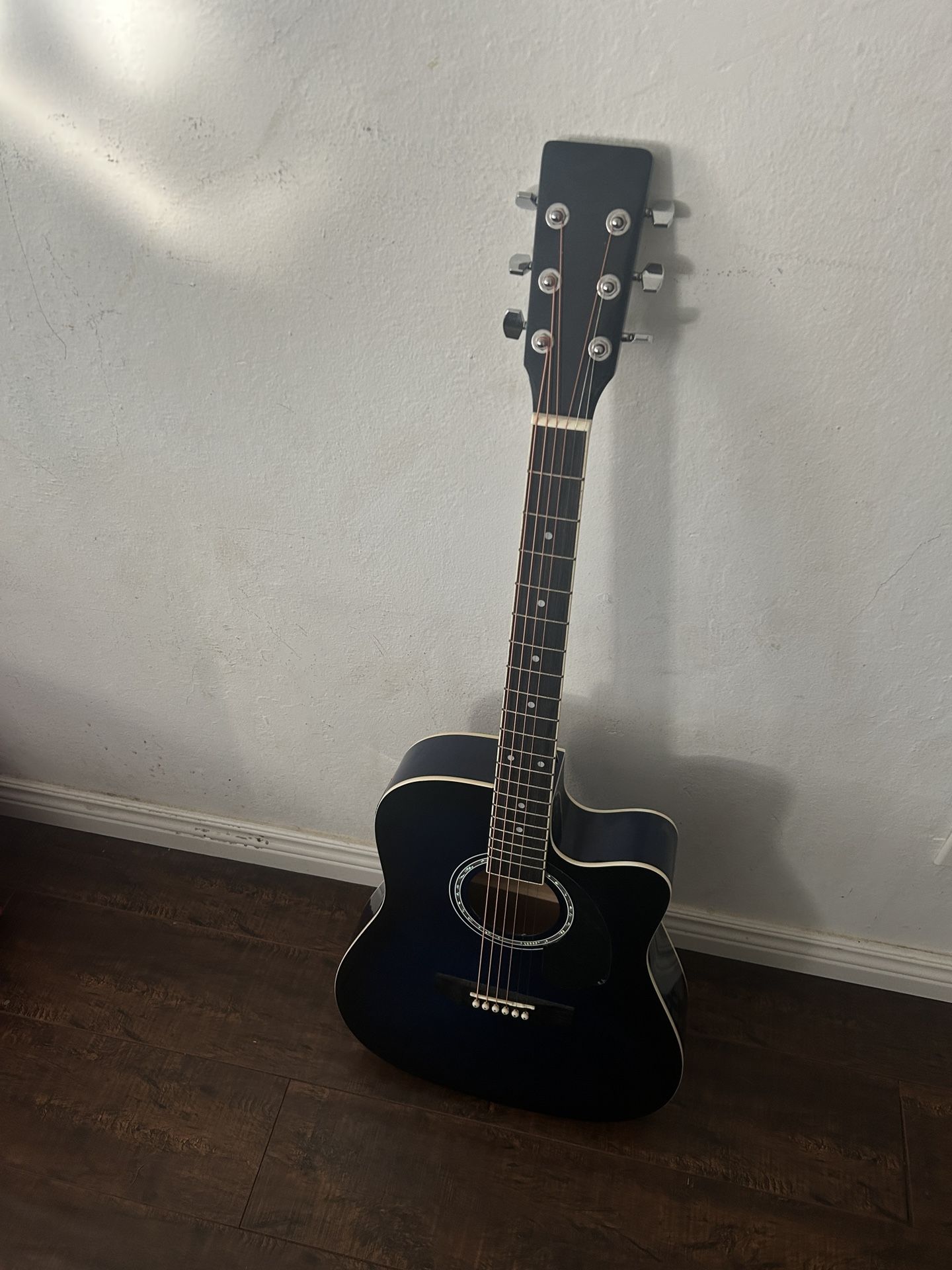 Blue Electric Acoustic Guitar 