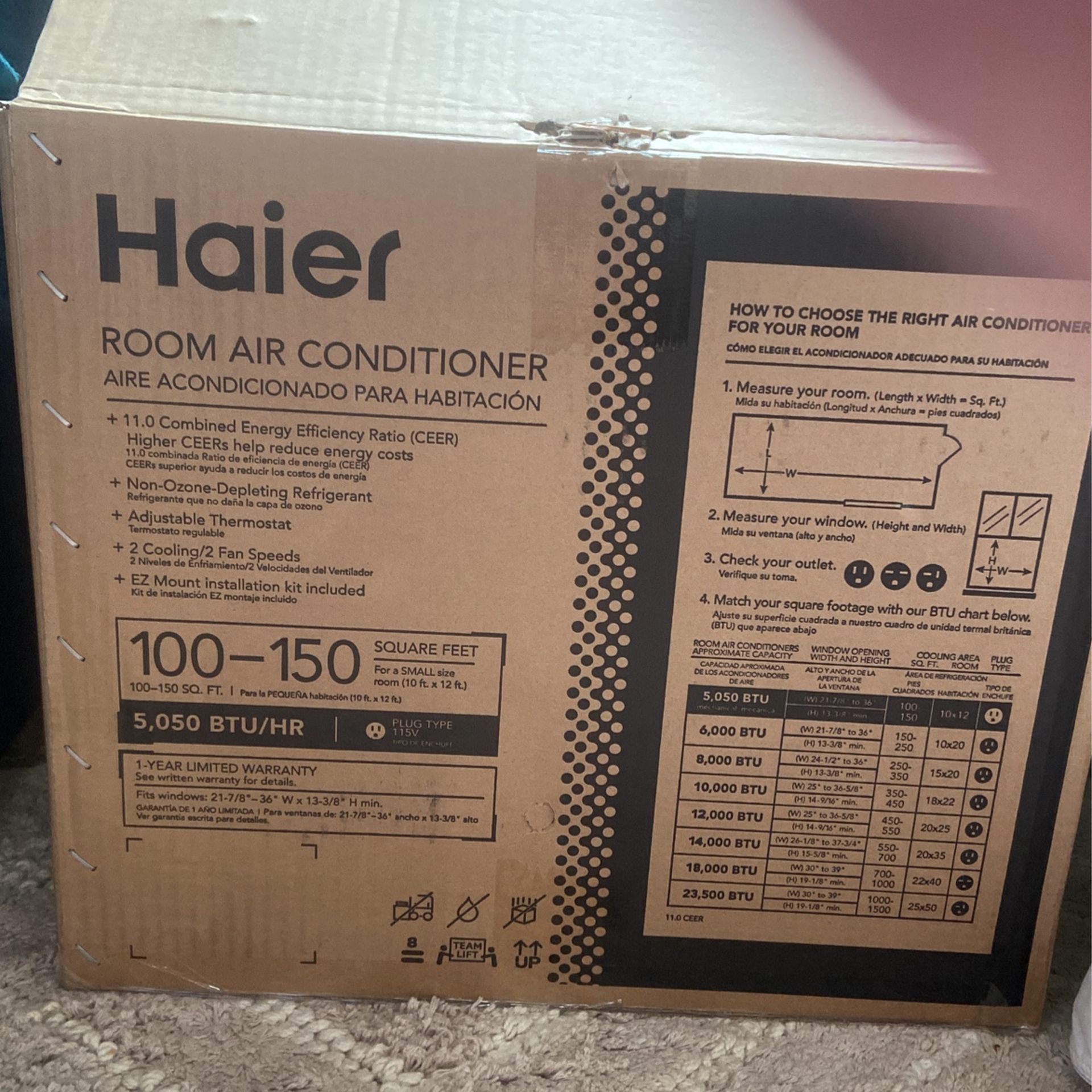 Haier Room Air Conditioner Brand New Doesn't Fit In My Window Still Got The Box 