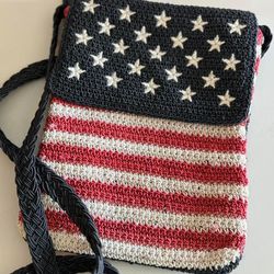 American Flag Crochet Crossbody  