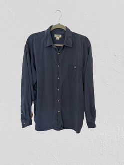 Vtg Tommy Bahama Men’s Long Sleeve Silk Shirt Gray/Navy Classic, Sz L