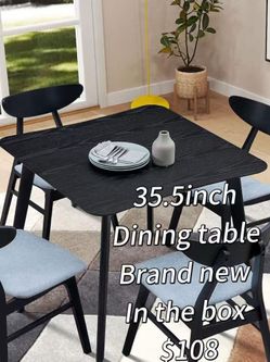 😀 35.43” Saving Place Table,Wooden Dining Table for 4 Person,Modern Design Square Kitchen Table for Living Room,Apartment,Restaurant,Black, 👀brand n
