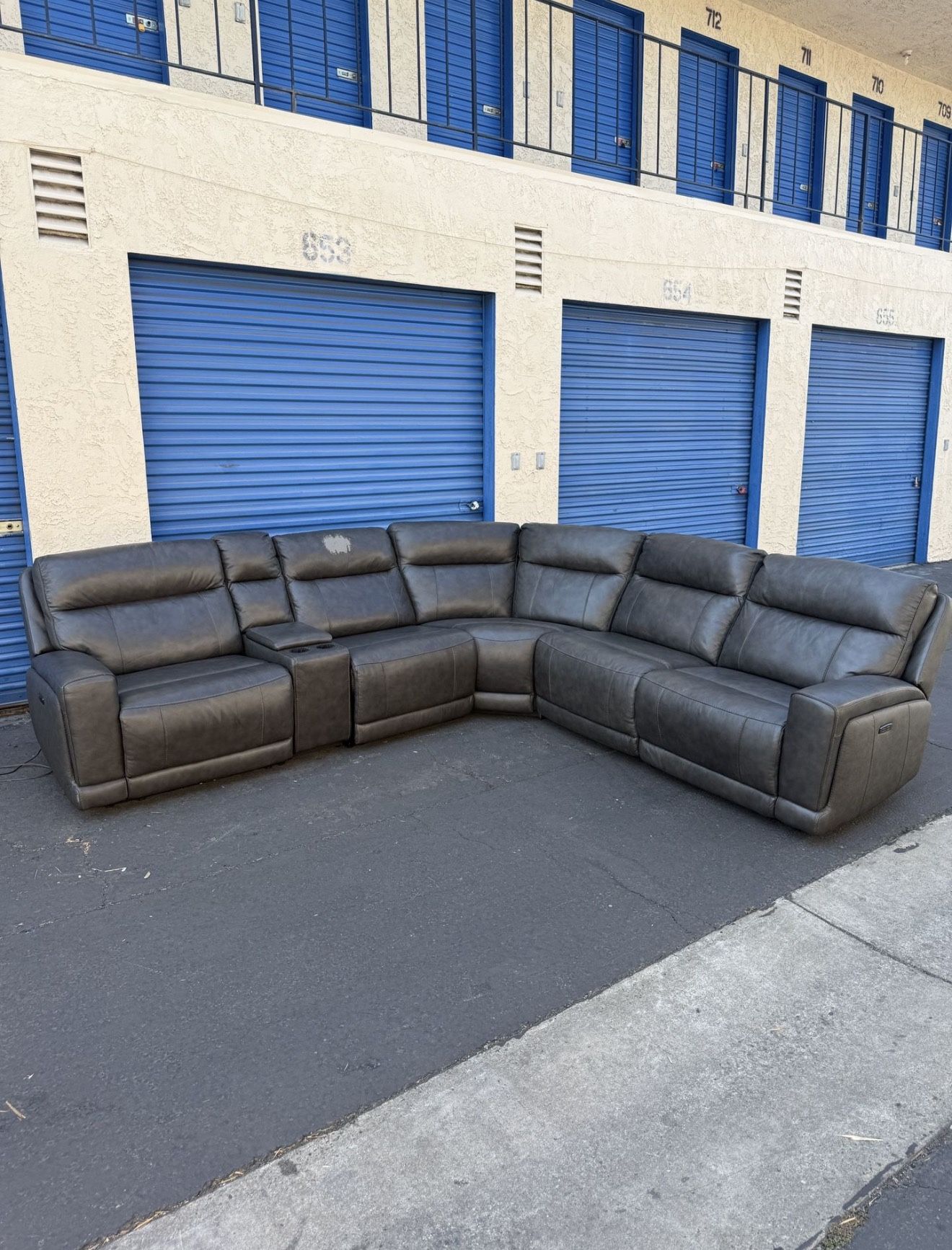 Lauretta 6-Piece Leather Power Reclining Sectional w/ Power Headrests