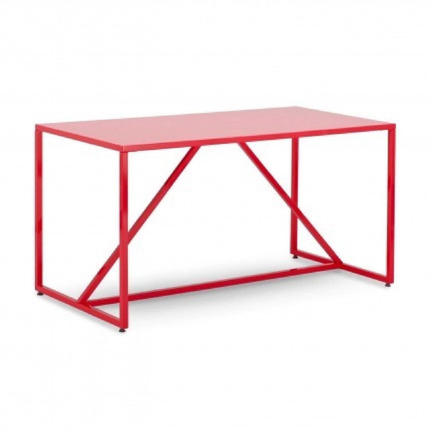 Blu Dot Strut Medium Dining Table / Desk 56” RARE Color - WATERMELON - Made In Italy Modern Postmodern