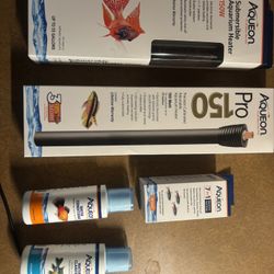 New Unopened Fish Tank Aquarium Submersible Heater, Water Conditioner, Clarifier, Test Strips 