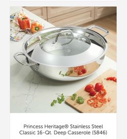 Princess Heritage Stainless Steel 16-Qt Deep Casserole