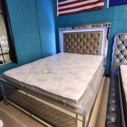 Queen Bed Frame With Mattress Set 