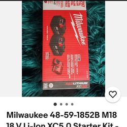 MILWAUKEE  M18 REDLITHUM XC5.00 BATTERIES AND CHARGER
