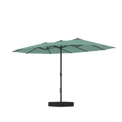 Green Double Patio Umbrella with Base and Stand