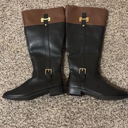 Karen Scott Deliee 2 Wide Calf Riding Boots Size 9 Women's Karen Scott Womens Deliee 2 Faux Leather Riding Boots Black 9 Medium (B,M)