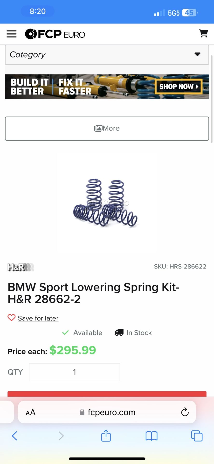 HR Lowering Springs BMW M340