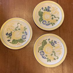 1940s Red Wing BRITTANY PATTERN Hand Painted PLATE/PLATTER 10" Set Of 3